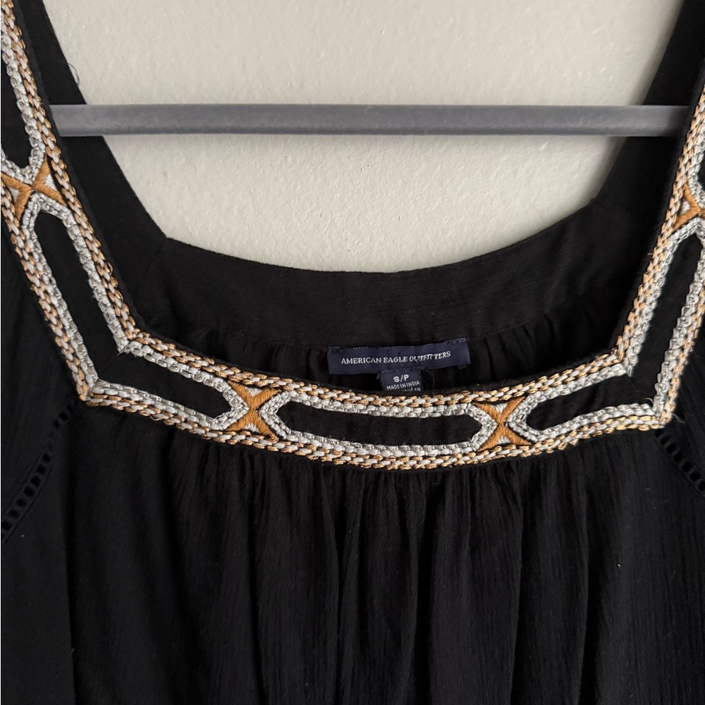 American Eagle Embroidered Square Neck Boho Top - Picture 2 of 6